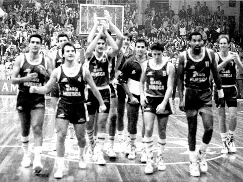 Imagen del Magia Huesca que se paseó varias temporadas por la máxima categoría del baloncesto español