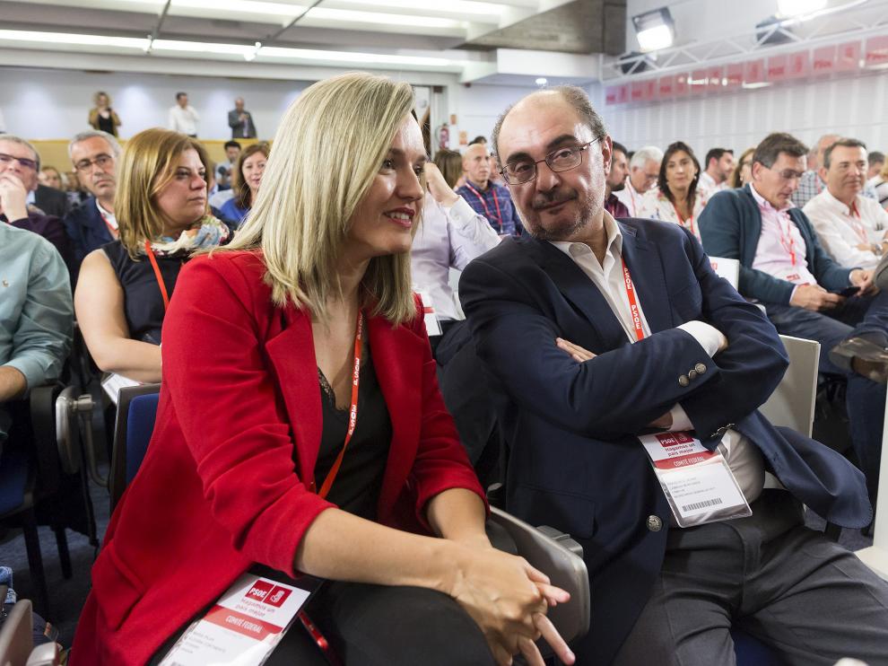 Pilar Alegría y Javier Lambán, en el Comité Federal