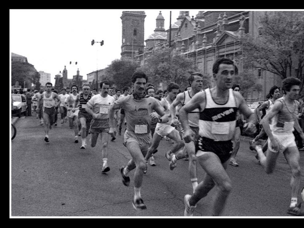 Víctor Barón, en una media maratón de 1985
