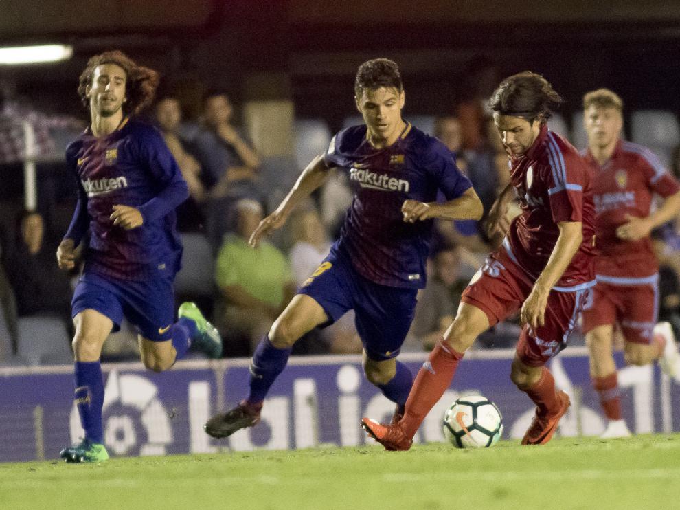 Partido del Barcelona B contra el Real Zaragoza el pasado sábado.