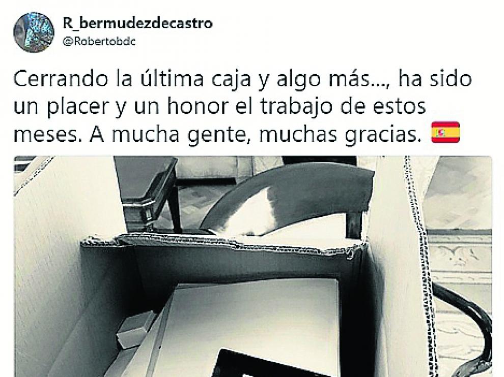 El tuit de Roberto Bermúdez de Castro.