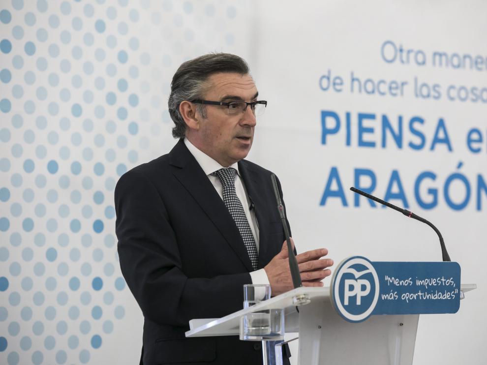 Luis María Beamonte, presidente del PP-Aragón, en un acto de partido.
