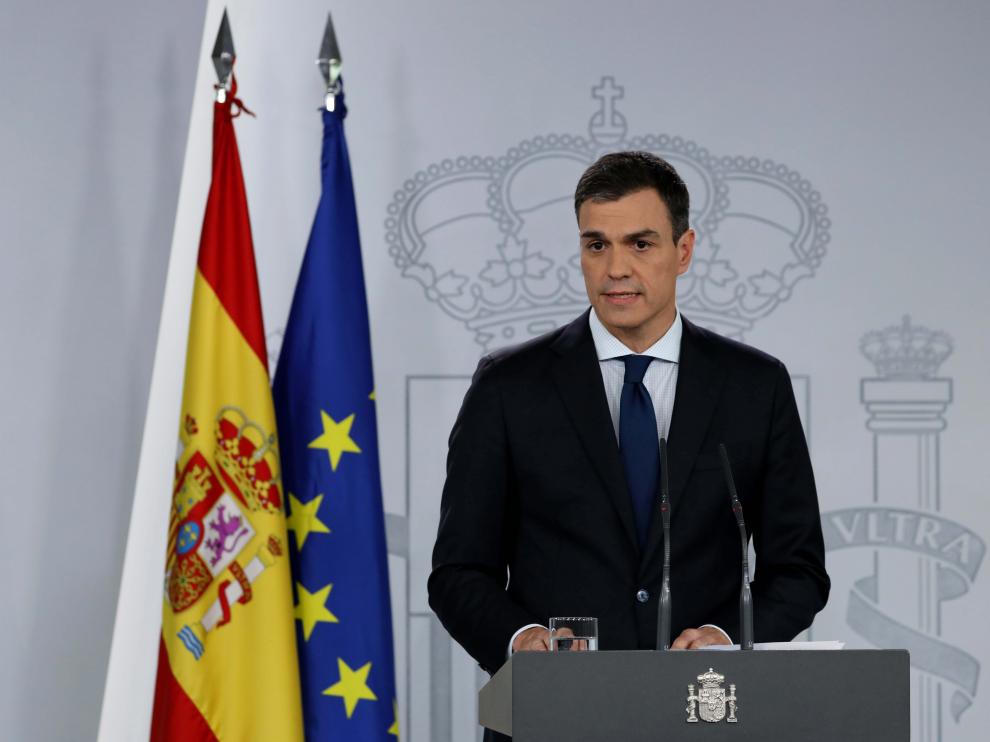 Pedro Sánchez, en la conferencia en la que ha dado a conocer a los miembros de su Ejecutivo.