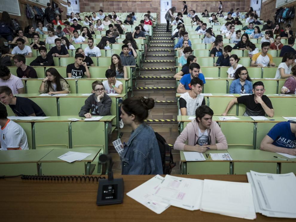 Una de las aulas en las que se hicieron los exámenes de la EVAU en junio