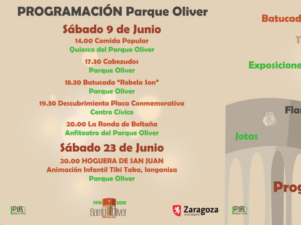 Programación para este fin de semana en el barrio Oliver