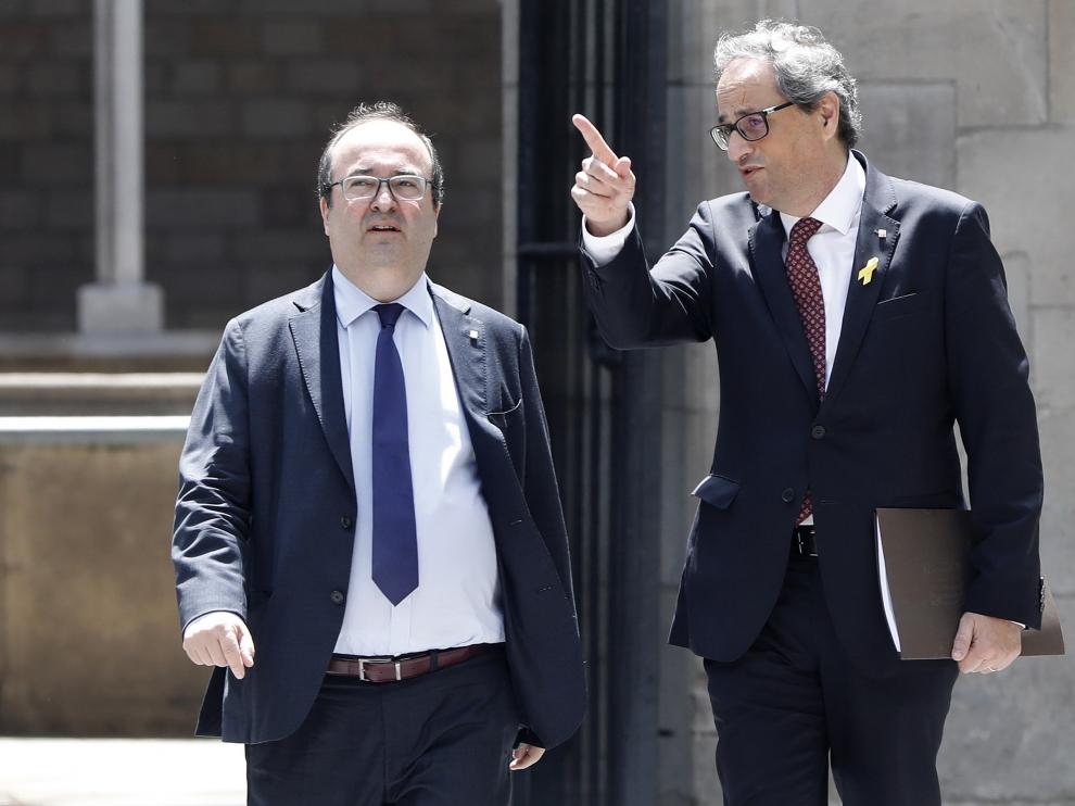 El presidente catalán Quim Torra y Miquel Iceta, en la ronda de contactos iniciada este viernes por Torra.