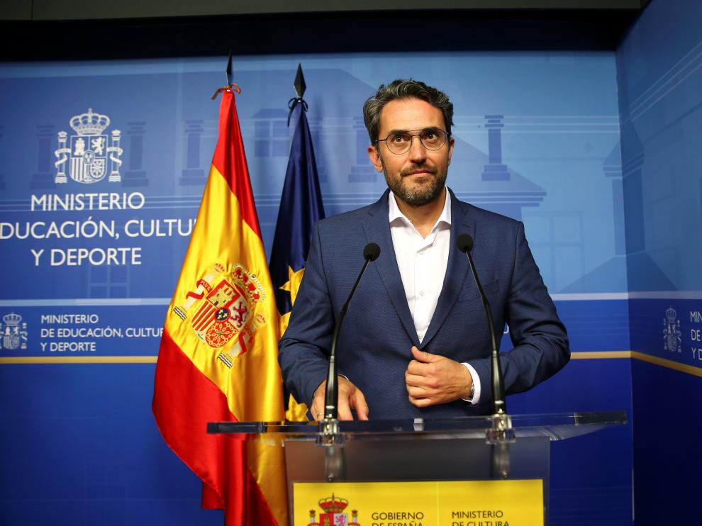 Màxim Huerta durante la comparecencia en la que anunció su dimisión.