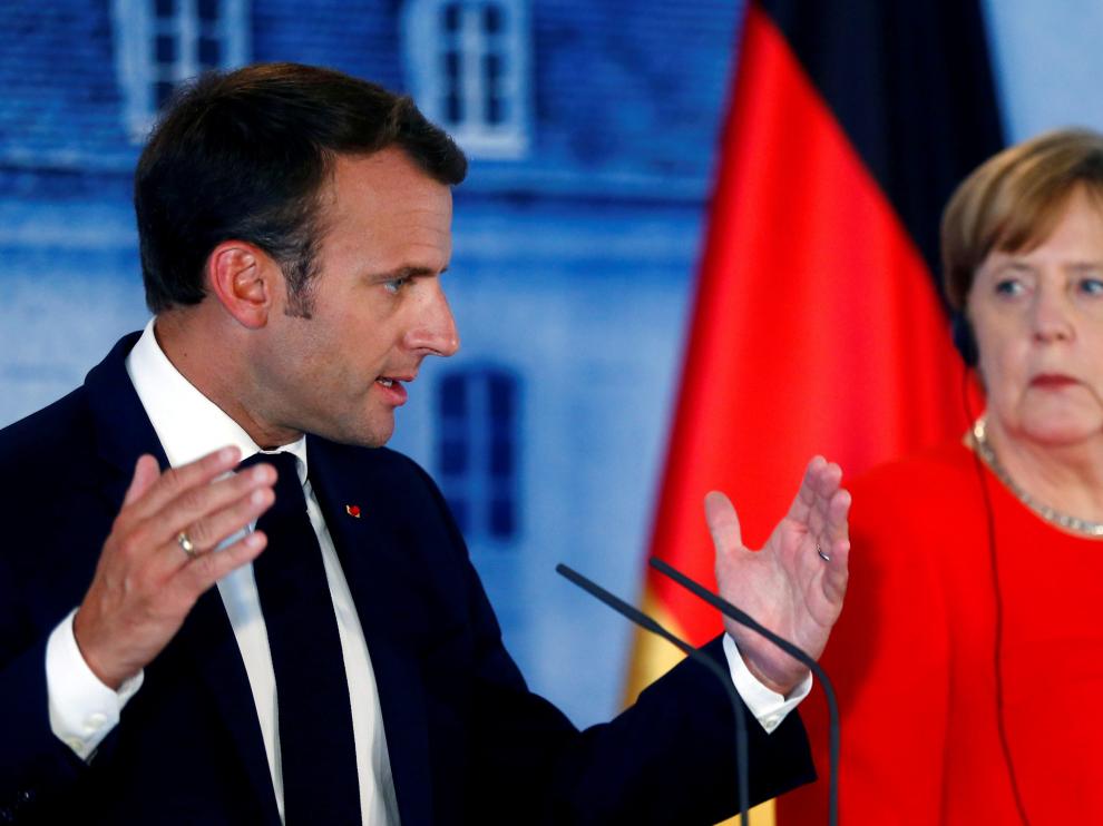 Emmanuel Macron y Angela Merkel, en su encuentro el Palacio de Meseberg.