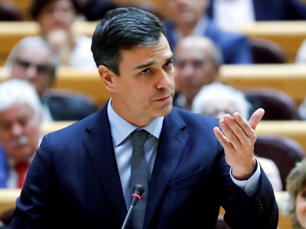 El presidente del Gobierno, Pedro Sánchez, durante el pleno del Senado.
