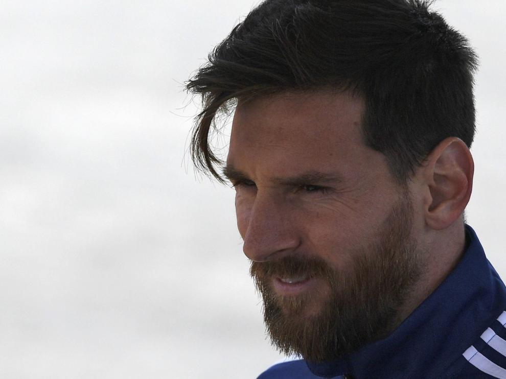 Leo Messi, durante un entrenamiento con la selección argentina en Moscú.