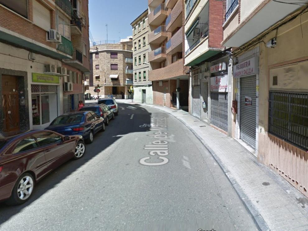 La calle de Marcos Zapata, en Las Delicias, donde se produjo el crimen machista de este lunes.