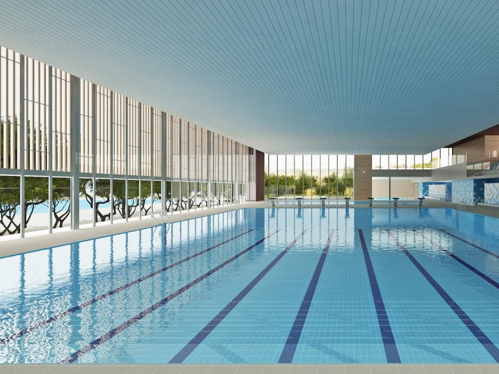 Recreación infográfica de la segunda piscina climatizada de Teruel.