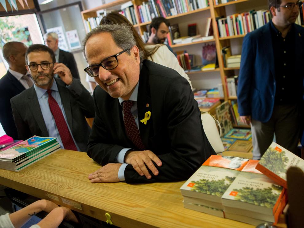 Quim Torra durante la presentación de su libro en Barcelona