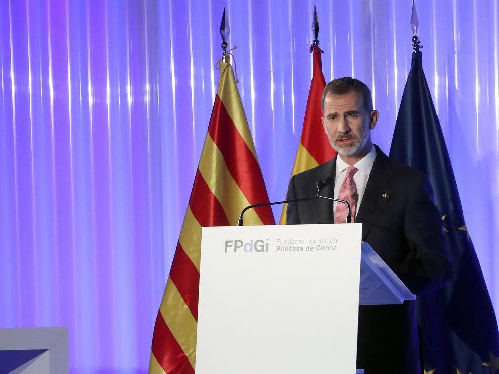 El Rey Felipe VI clausura la ceremonia de los Premios Princesa de Gerona.
