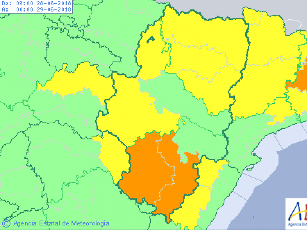 Predicción de tormentas y lluvias para este jueves en Aragón