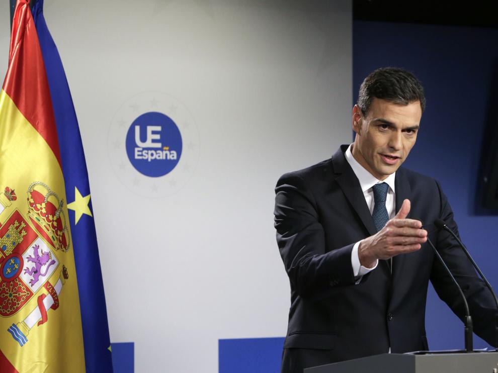 Pedro Sánchez en la rueda de prensa de este viernes