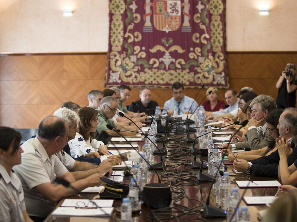 Reunión institucional contra la violencia de género celebrada este martes en la Delegación del Gobierno en Aragón.