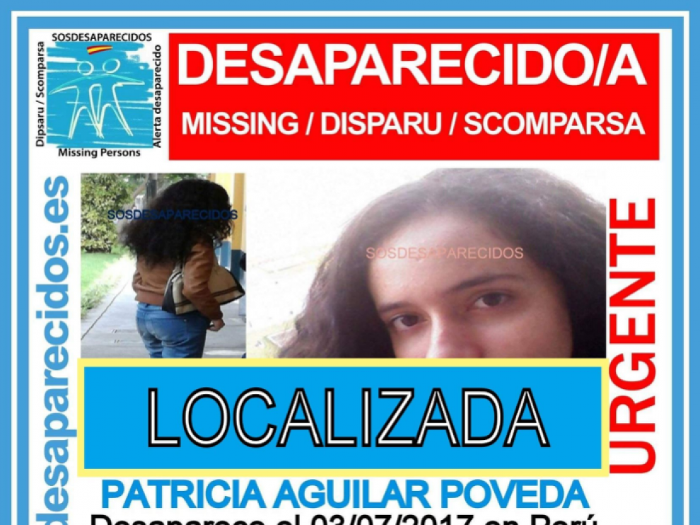 Cartel de SOS Desaparecidos de Patricia Aligar