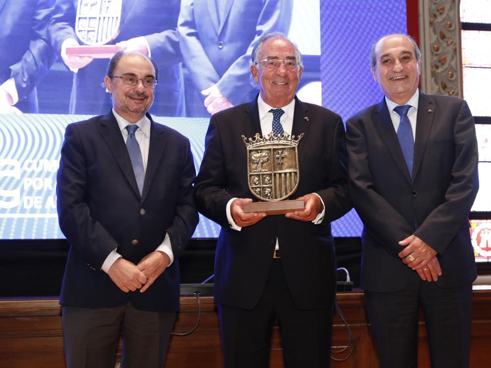 El presidente del Gobierno de Aragón, Javier Lambán, durante la III Cumbre por la Competitividad.