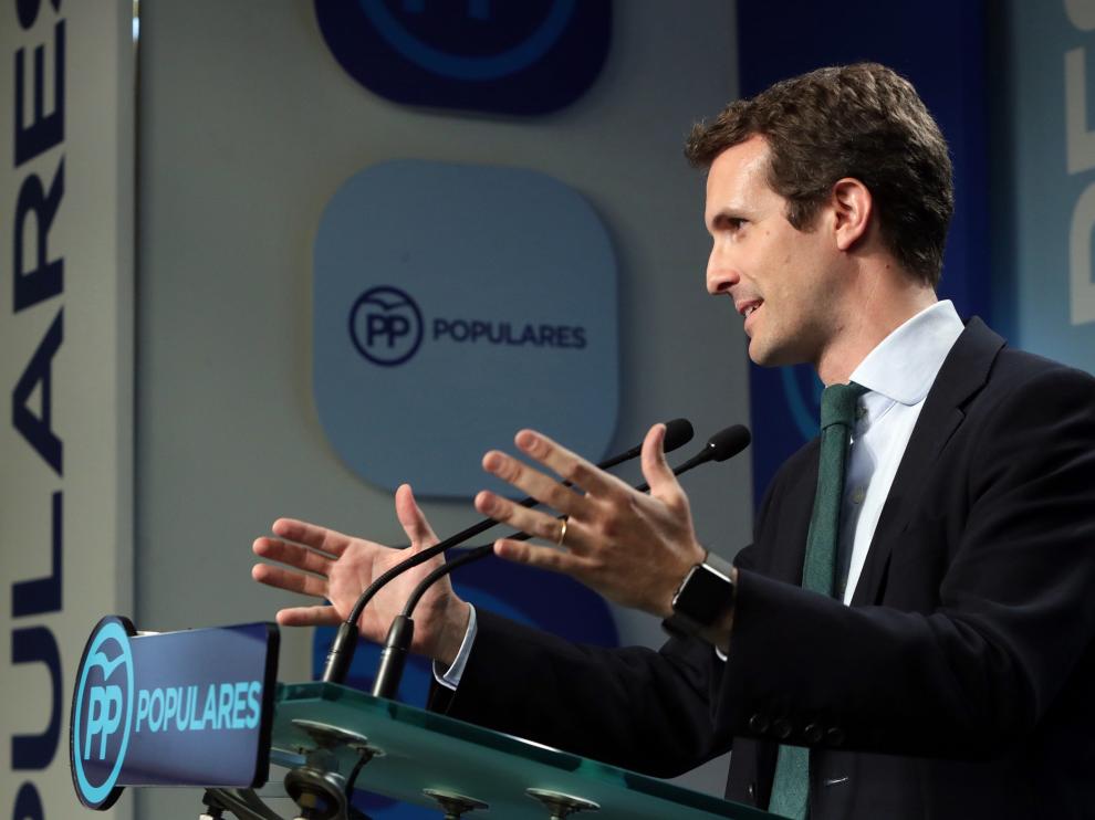 El candidato del PP a la Presidencia del partido, Pablo Casado