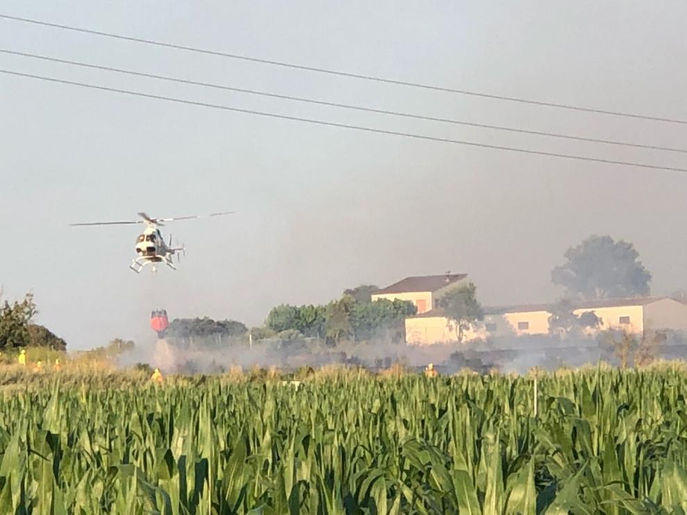 El fuego se registró en el término municipal de Monzón, próximo a la localidad de Binaced.