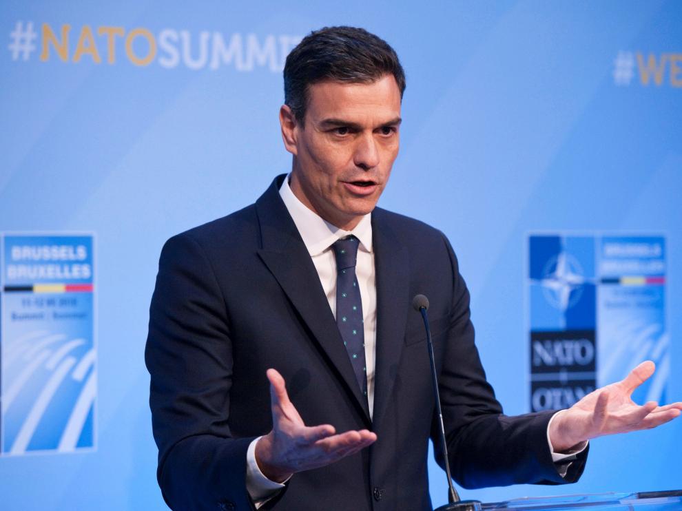 Pedro Sánchez, presidente del Gobierno, en la cumbre de la OTAN.