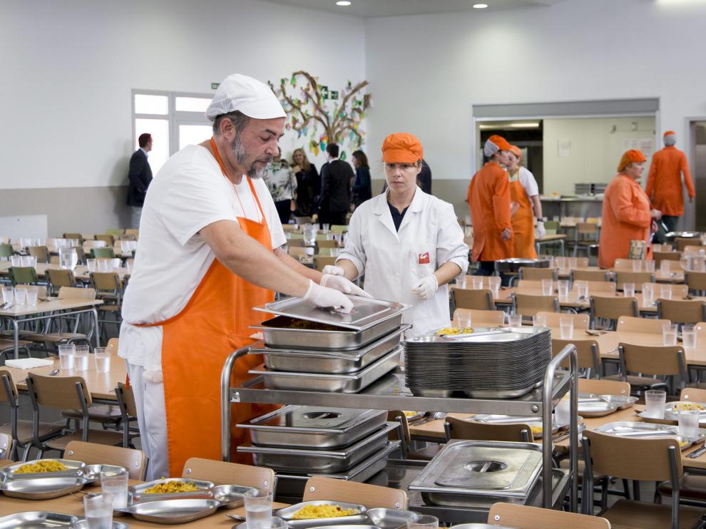 Comedor del colegio Zaragoza Sur, de la capital aragonesa, a principios de este curso.