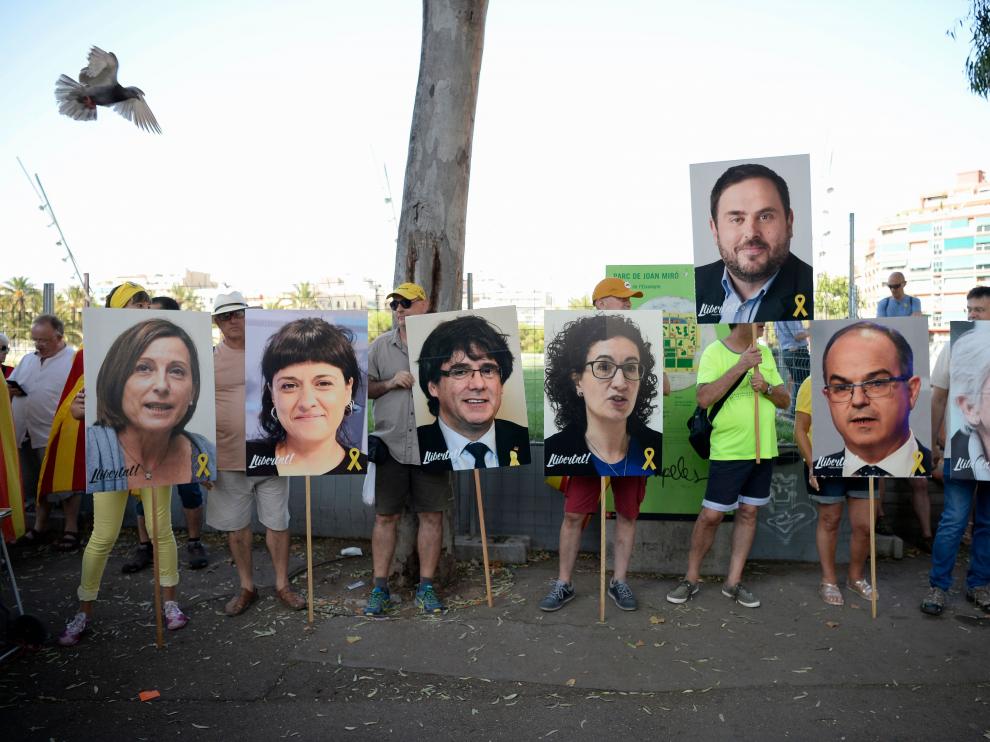 Manifestación en Barcelona por los políticos presos y huidos.