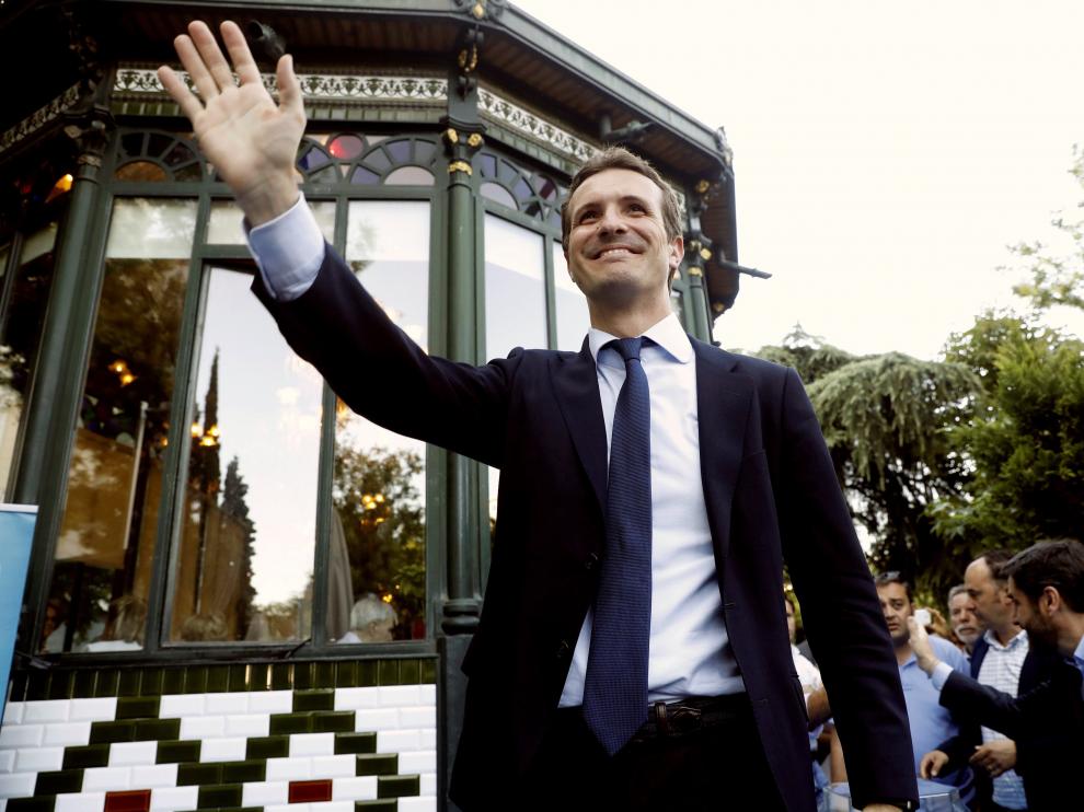Pablo Casado, durante un acto de fin de campaña.