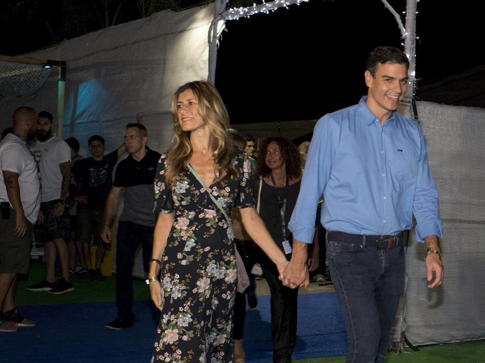 Pedro Sánchez y su mujer, Begoña Gómez, en un viaje a el FIB para ver a 'The Killers'.