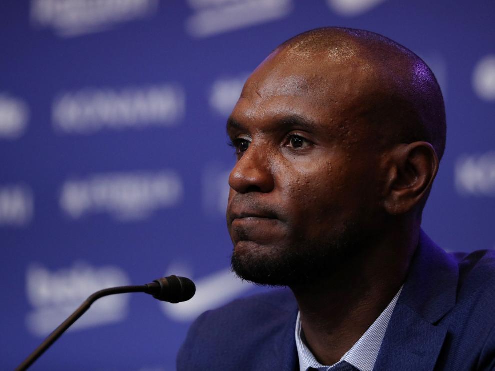 Abidal, hace unos días en la presentación como nuevo jugador del Barça de Arthur Melo