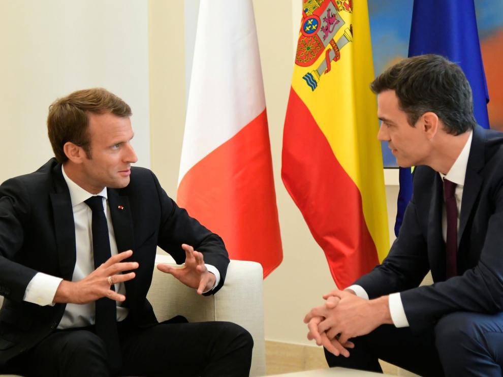 Emmanuel Macron y Pedro Sánchez, durante su reunión en La Moncloa.
