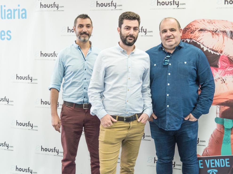Miquel A. Mora, Albert Bosch y Carlos Blanco, fundadores de Housfy, que ha anunciado su desembarco en Zaragoza en agosto.
