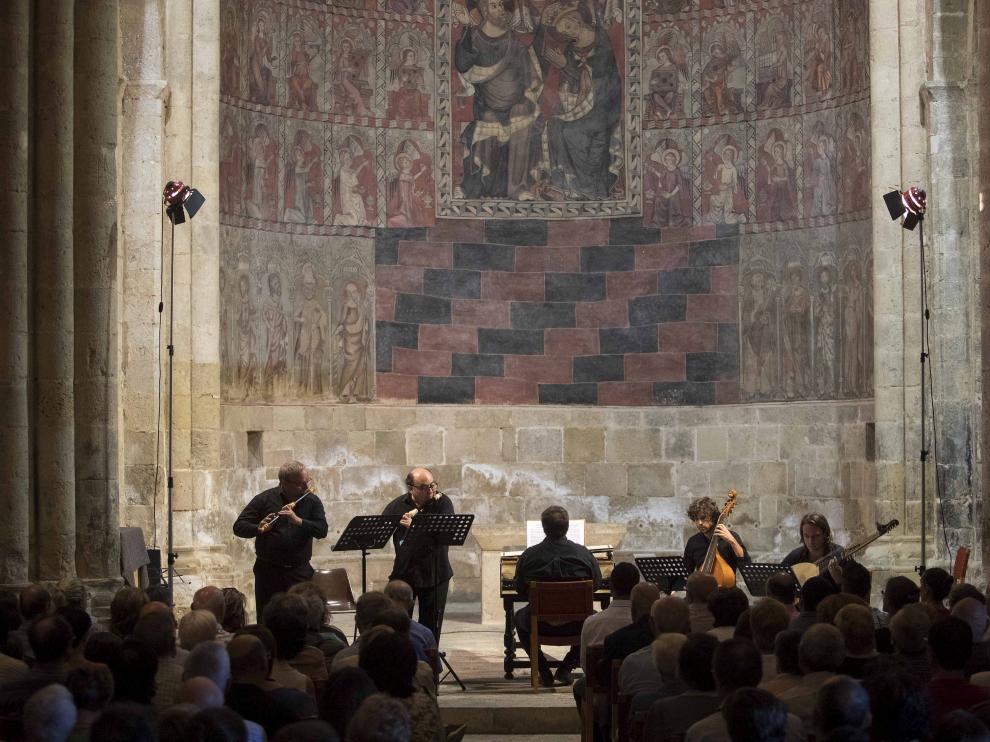 El quinteto Flatus Ensemble Suisse llenó la iglesia de San Miguel de Daroca el año pasado.