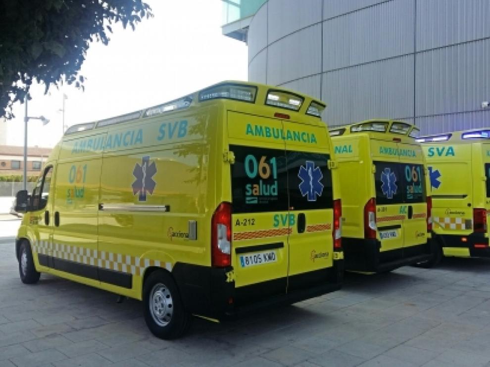 Las nuevas ambulancias que prestarán servicio en Aragón a partir del miércoles.