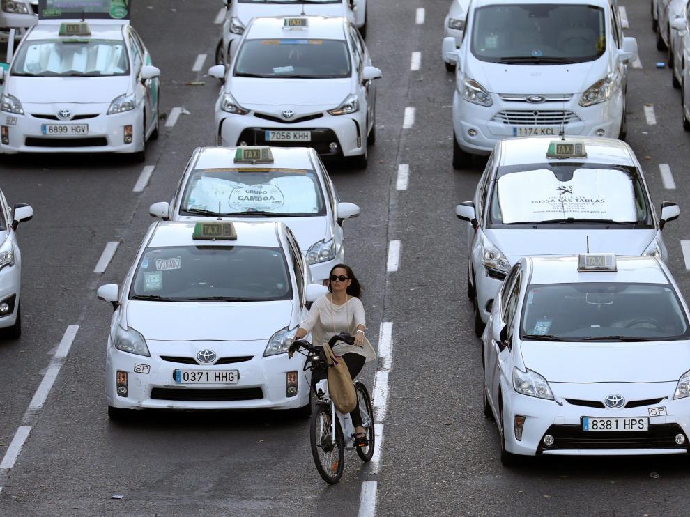 Anterior huelga de taxistas en Madrid.