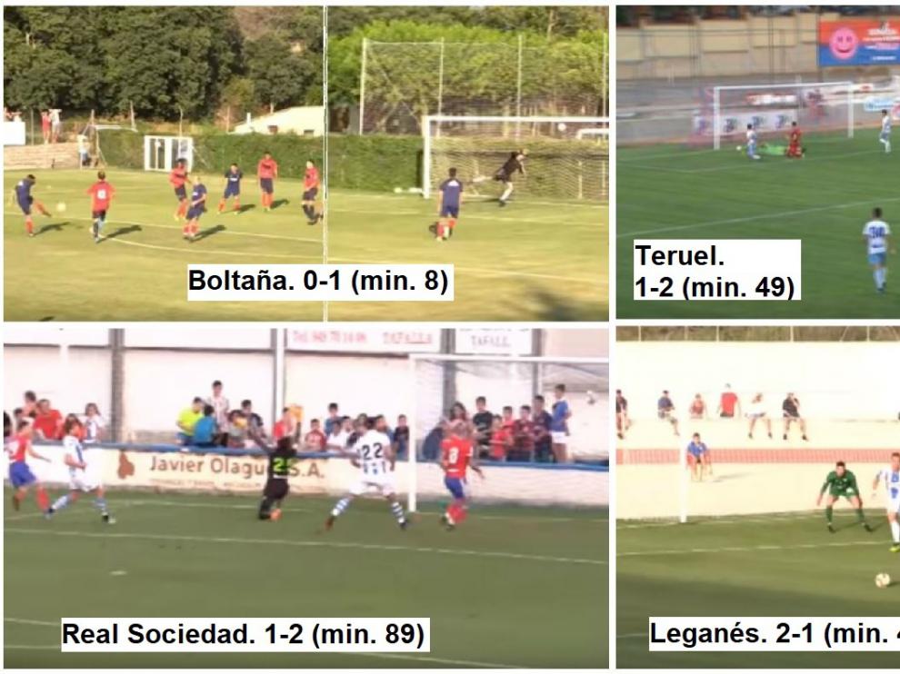 Capturas de vídeo de los cuatro goles de Soro este verano con el Real Zaragoza.