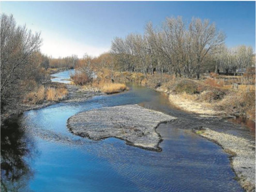 El río Gállego en las cercanías de Zuera.