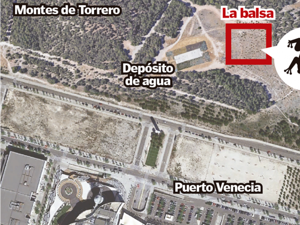 Mapa de la ubicación de la balsa de anfibios.