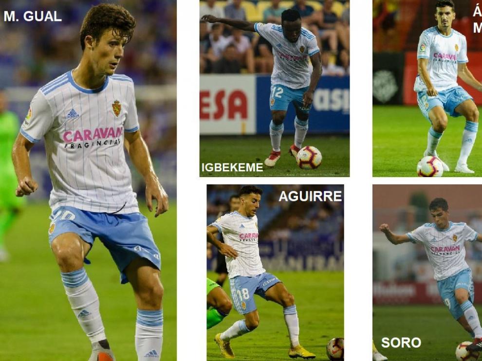 Los nuevos jugadores zaragocistas que pueden debutar este domingo.