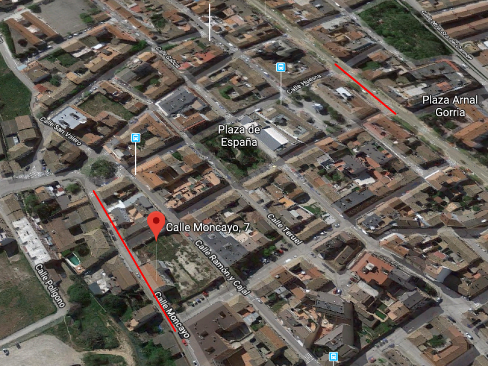 Lugar del atropello y calle en la que fue localizado el coche