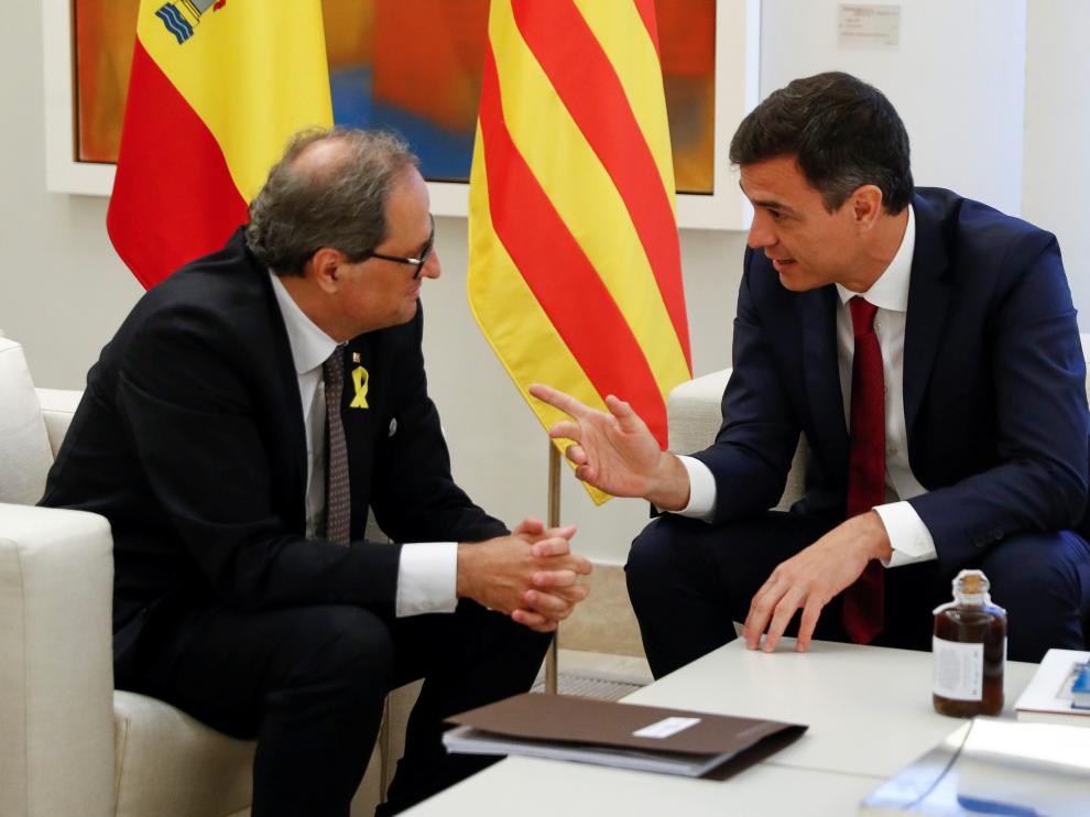 Quim Torra y Pedro Sánchez, durante una reunión en la Moncloa el pasado mes de julio.