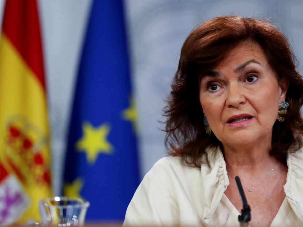 La vicepresidenta del Gobierno, Carmen Calvo, este viernes.