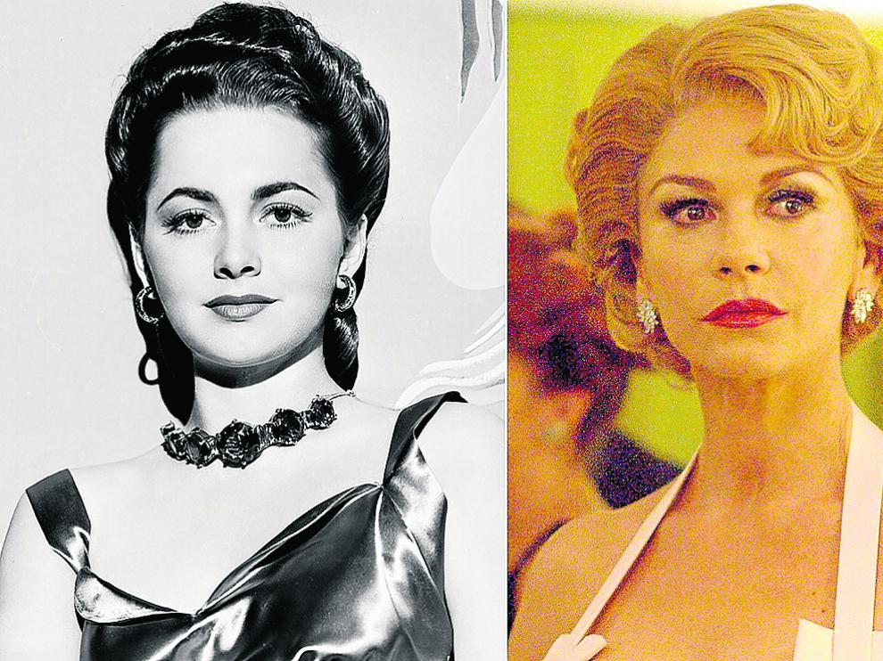 A la izquierda, una joven Olivia de Havilland. A la derecha, interpretada por Catherine Zeta Jones.