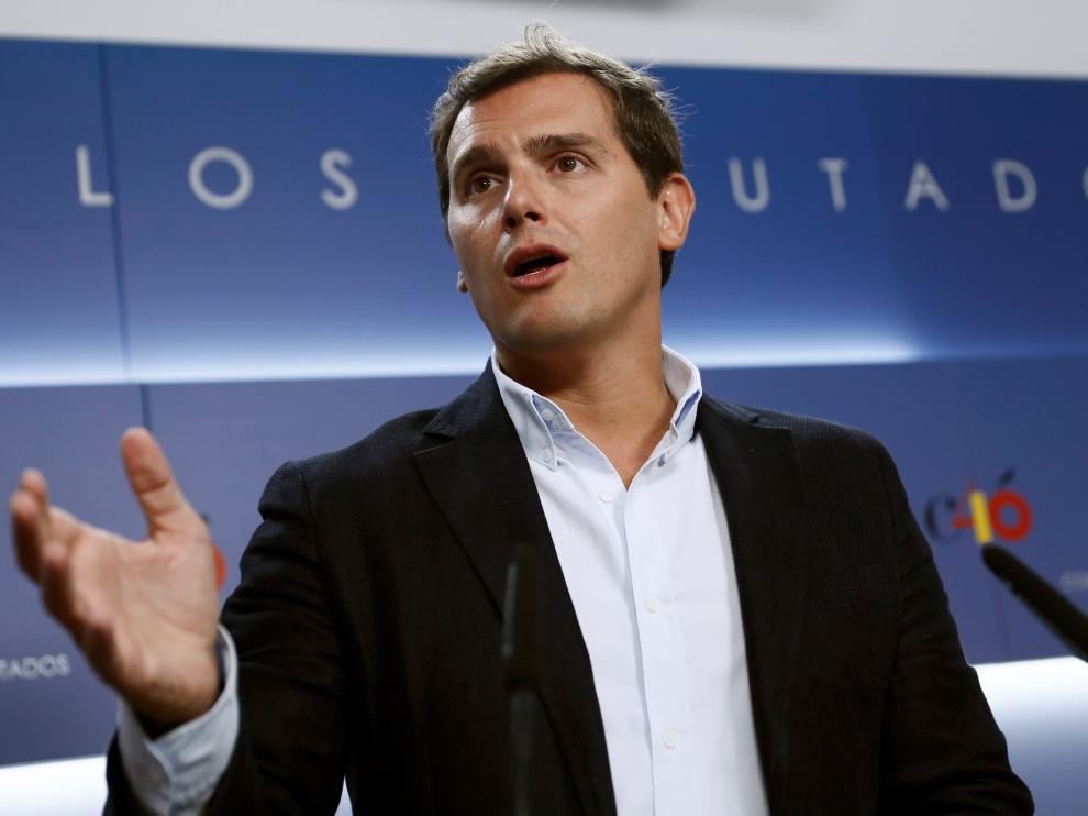 Albert Rivera, durante la rueda de prensa posterior a la presentación de la proposición no de ley.