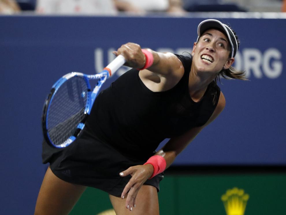 Garbiñe Muguruza, en un momento del partido de este jueves contra Muchova.