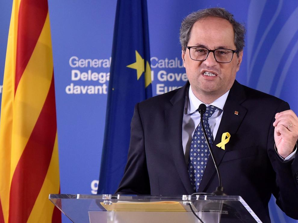 Quim Torra, en una conferencia celebrada el pasado 28 de julio en Bruselas.