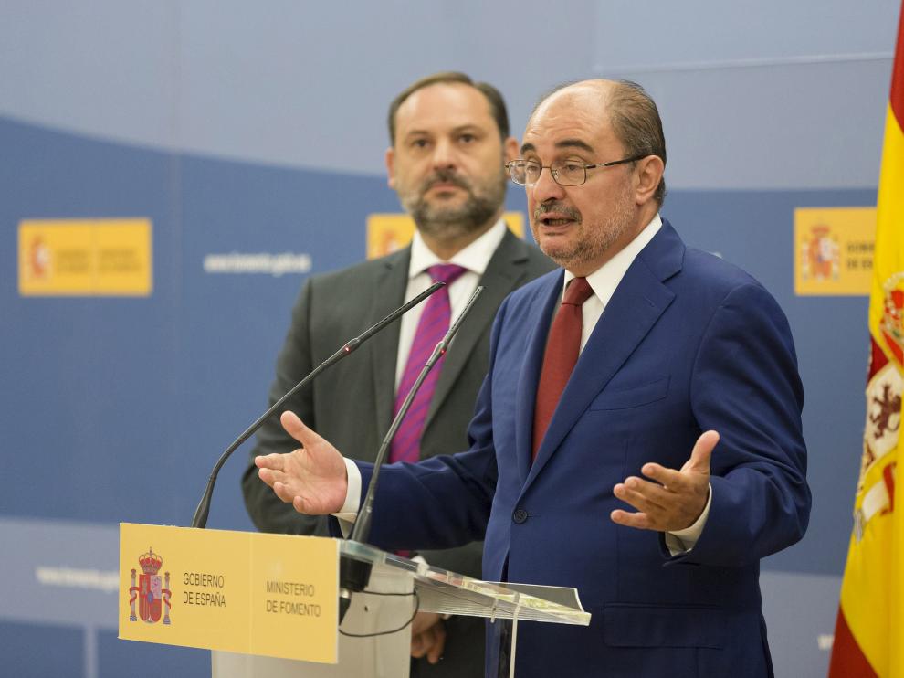Javier Lambán y José Luis Ábalos, en Fomento