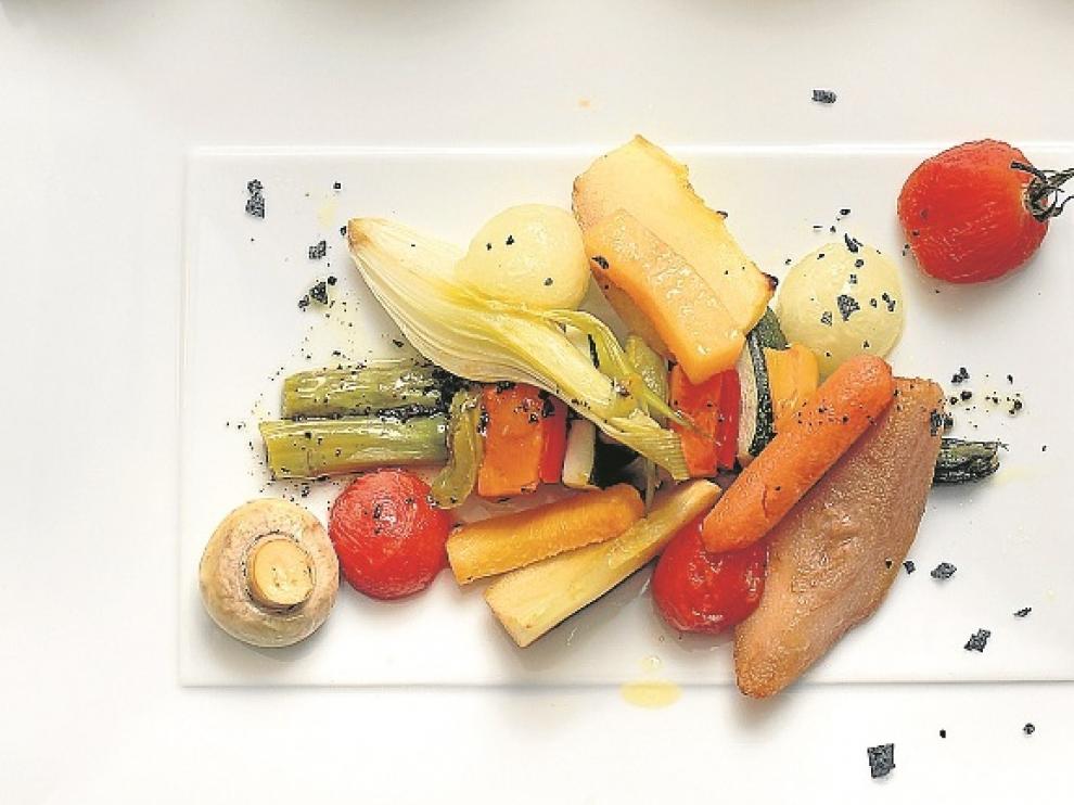 Parrillada de frutas y verduras de La Olivada.