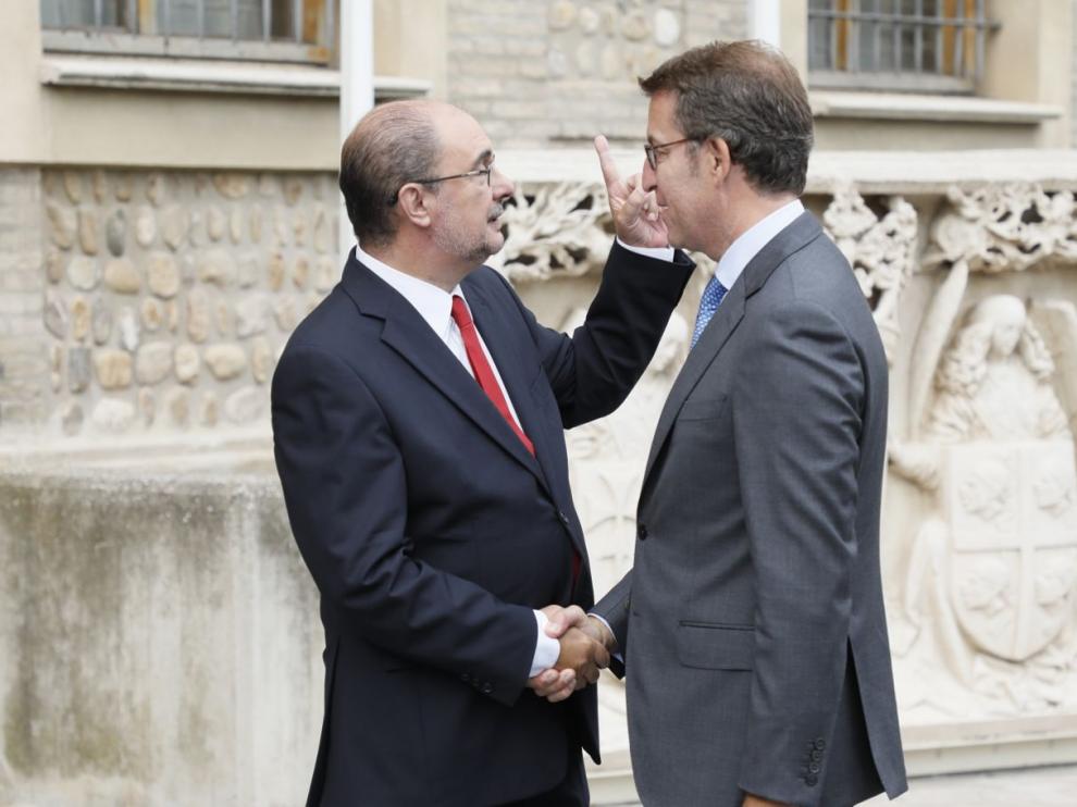 El presidente Lambán recibe a su homólogo gallego Alberto Núñez Feijóo